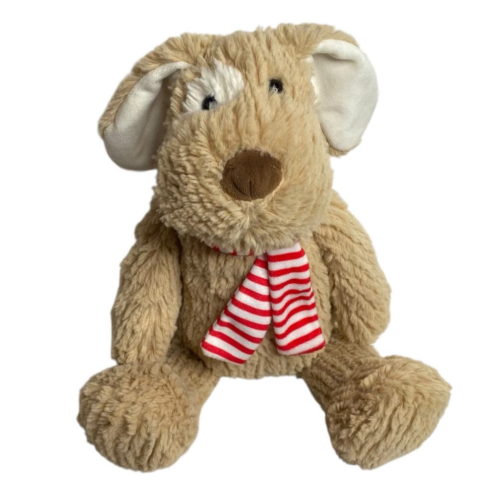 Manhattan Toy Company Rex the Holiday Dog Puppy Plush Stuffed Animal Beige 14in